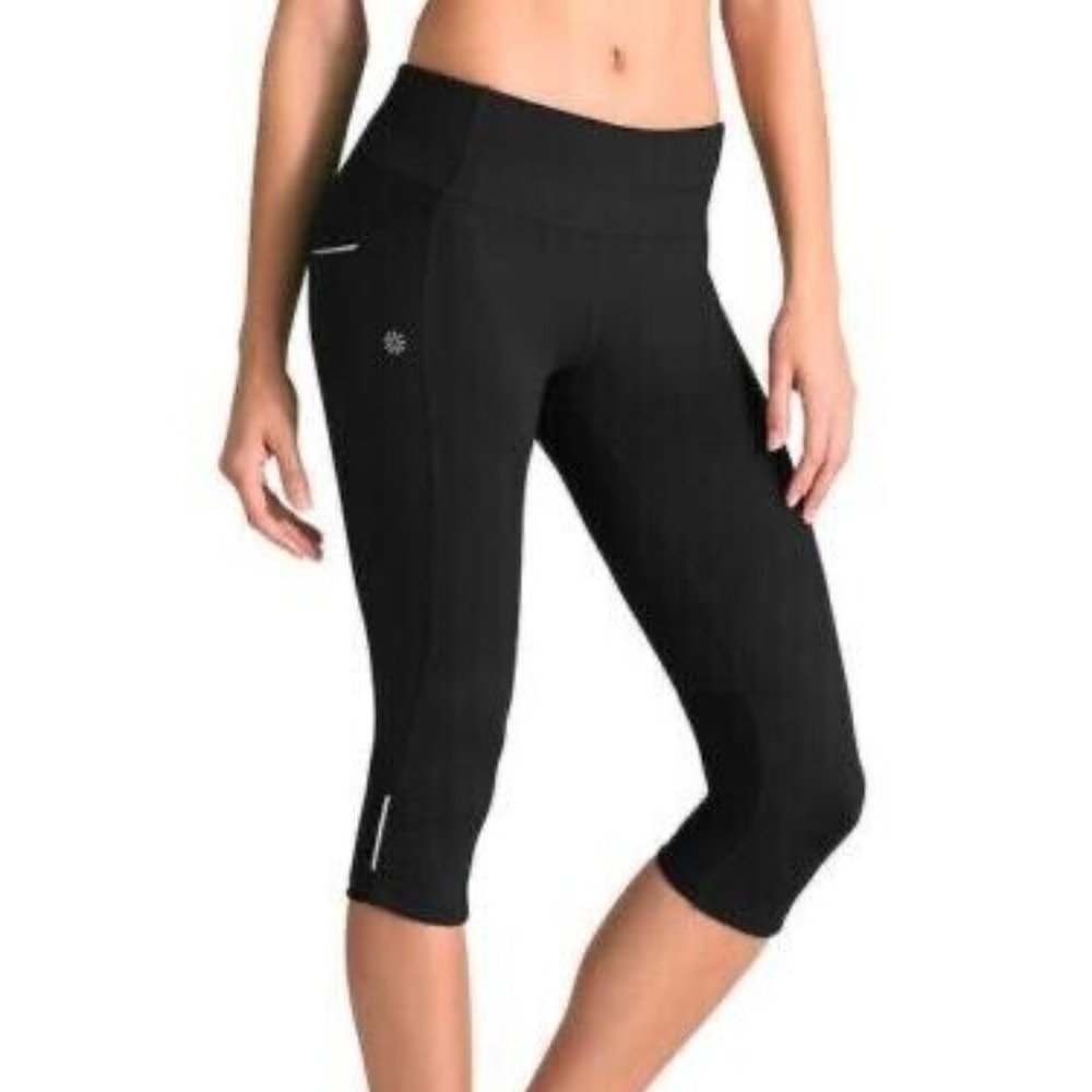 Athleta Dobby Be Free Knicker Capri Leggings Black Reflective Size XS